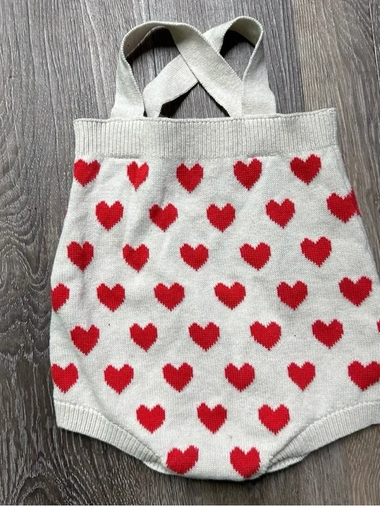 Baby Girl Cat & Jack Cream Overalls Hearts Valentine’s Day Size 9-12 Months - Picture 1 of 3